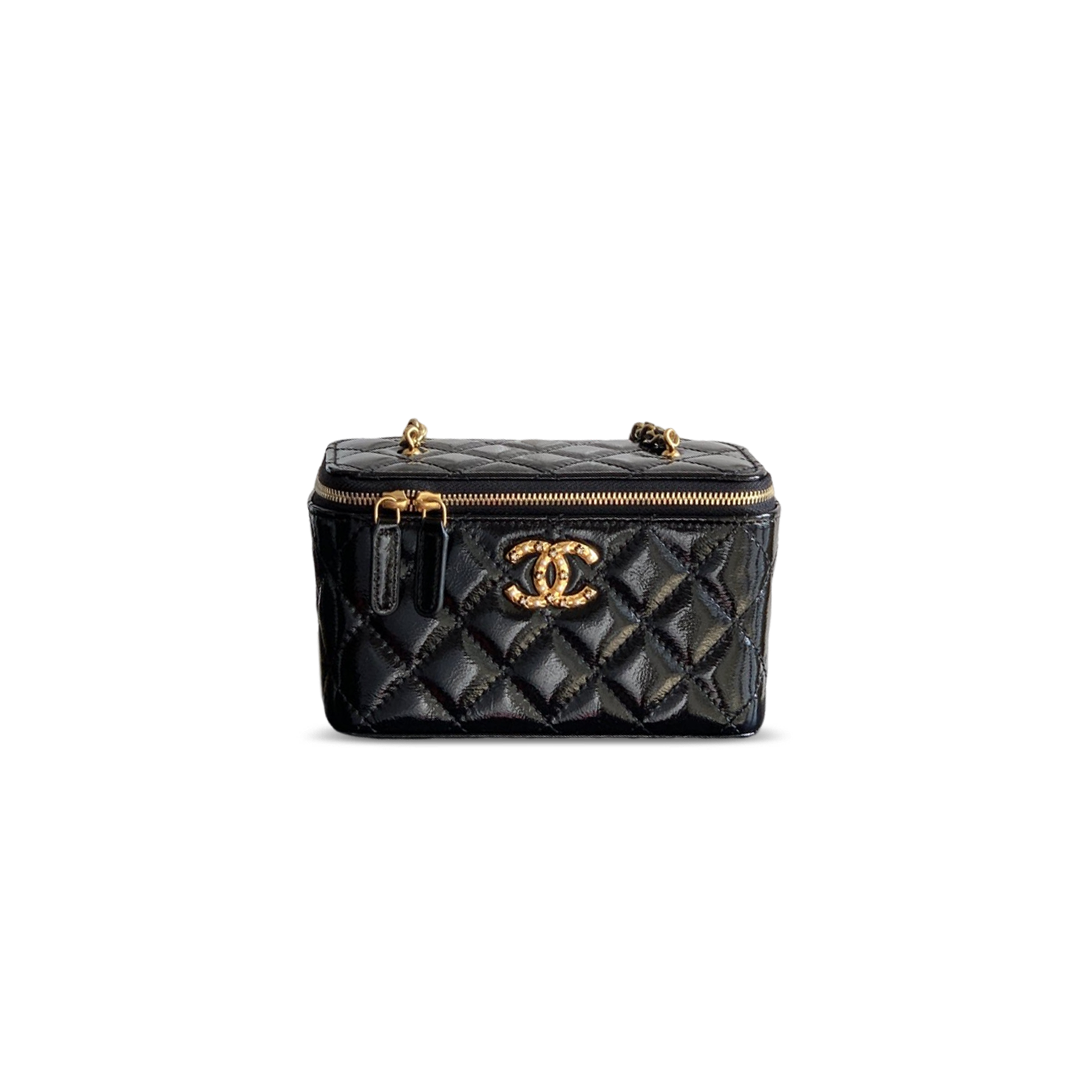 Ch**el vanity case waxy leather (17*9.5*8cm)